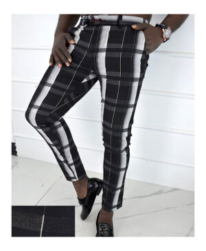 Gray-Stripe-Casual-Pants