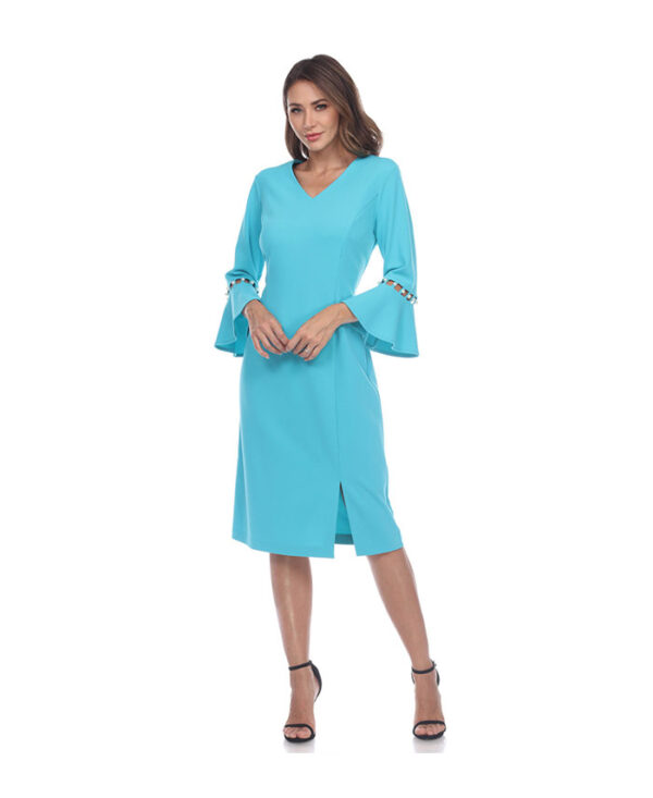 Mid-Sleeve-Casual-Dress-Blue
