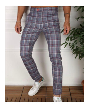 Red and Gray Casual Pants